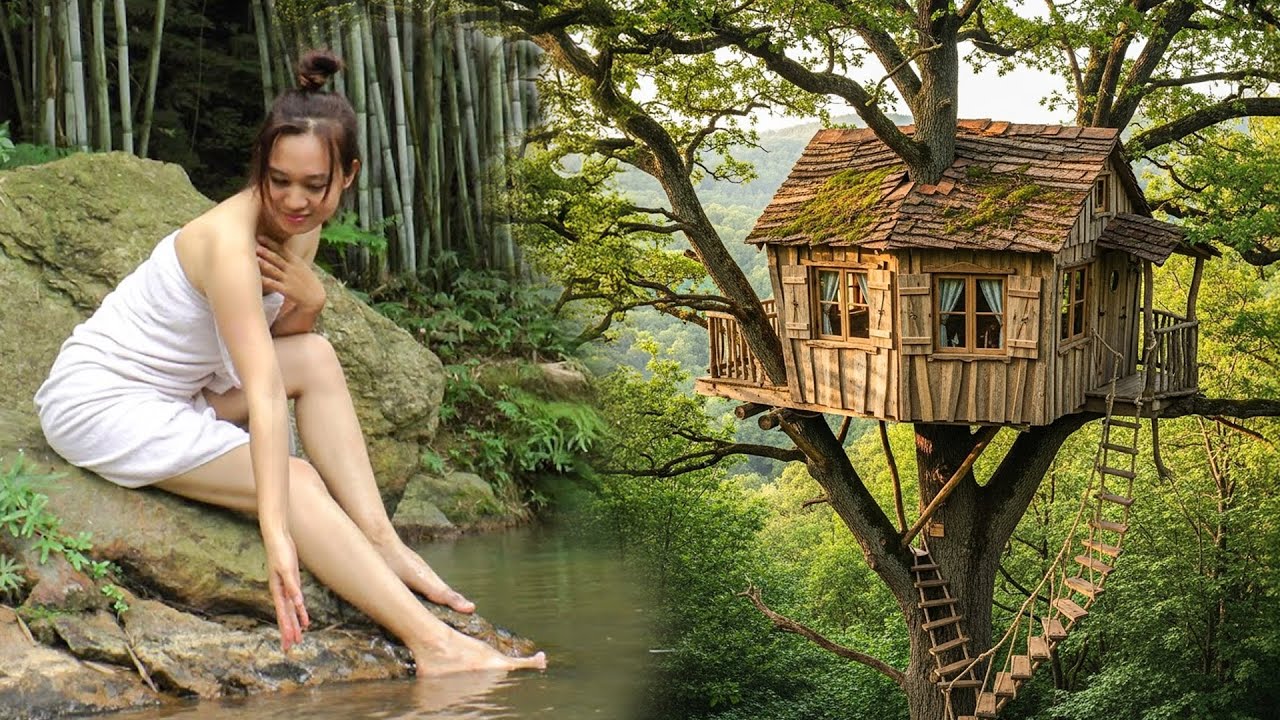 Solo Survival: Young Girl Builds Amazing Tree House in Wild Forest! img