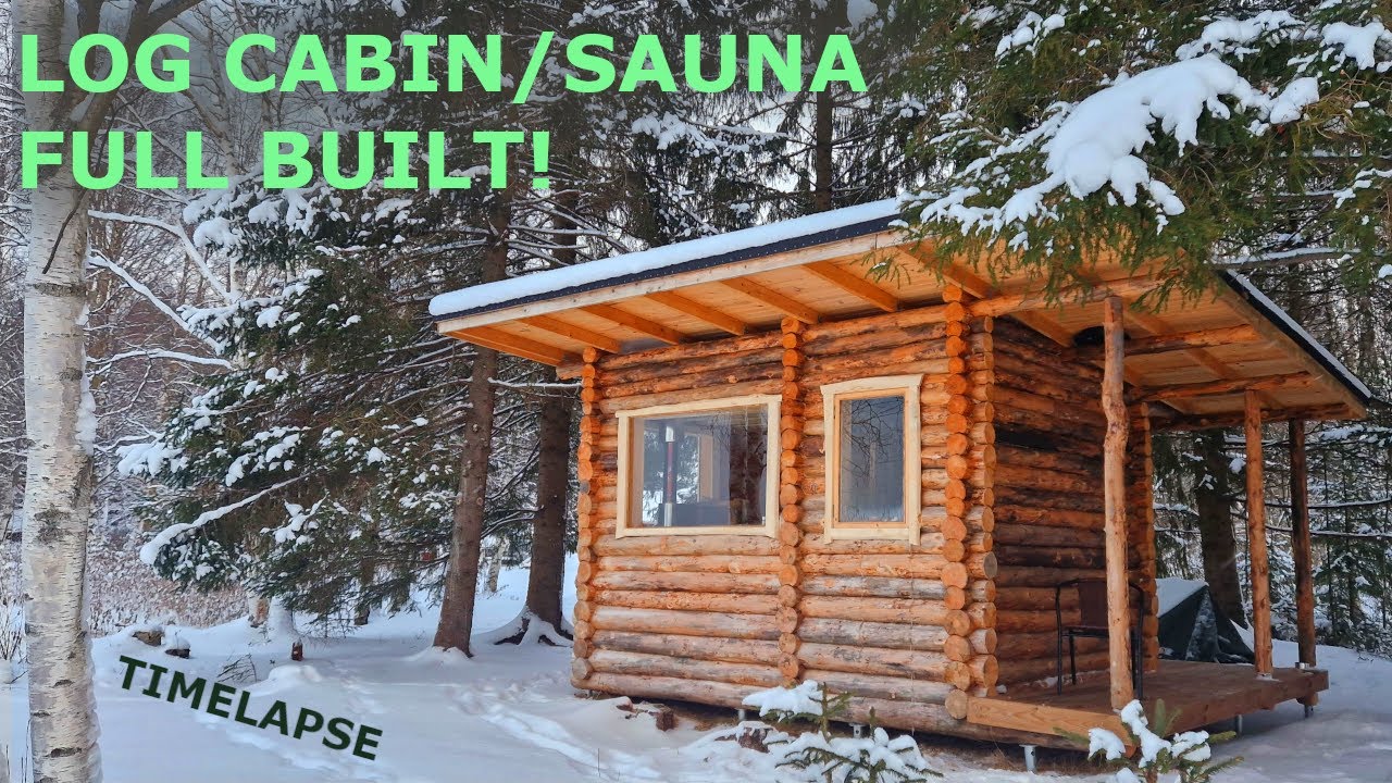 LOG CABIN/SAUNA FULL BUILD! One year in 38min. img